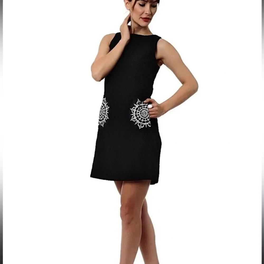 Desigual by Christian Lacroix Sleeveless Textured Black Dress Size 6